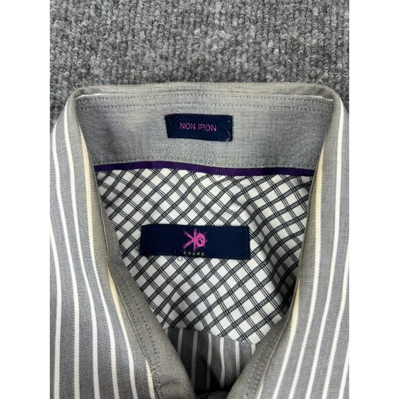 Egara Button Up Shirt Men's XL Gray Striped Long Sleeve Non-Iron Casual - Picture 2 of 6